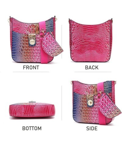 Ladies Tote Leather Bags for Women Crocodile Pattern HandBag Large Capacity Shoulder Purse Colorful Rose&blue $21.15 Totes