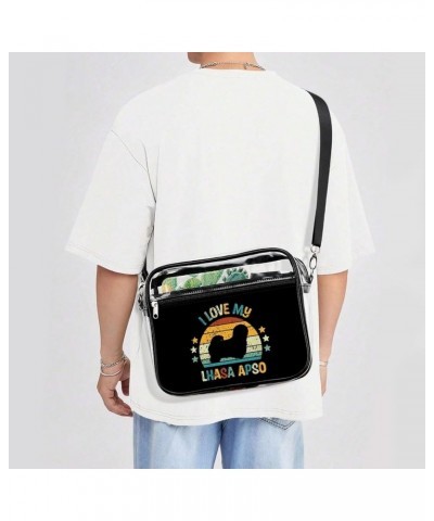 My-pitbull Pattern Clear Crossbody Shoulder Purse Bag for Men Women, Stadium Clear Messenger Bag Style $11.25 Crossbody Bags