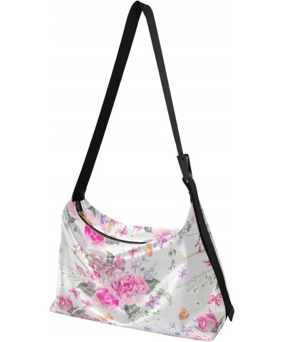 Watercolor Roses Butterflies Hobo Bags for Women Handbag Shoulder Bag Purses Leather Crossbody Bag for Gifts Work Travel $13....