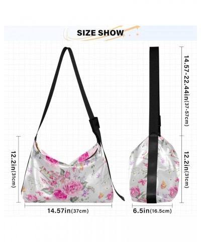 Watercolor Roses Butterflies Hobo Bags for Women Handbag Shoulder Bag Purses Leather Crossbody Bag for Gifts Work Travel $13....