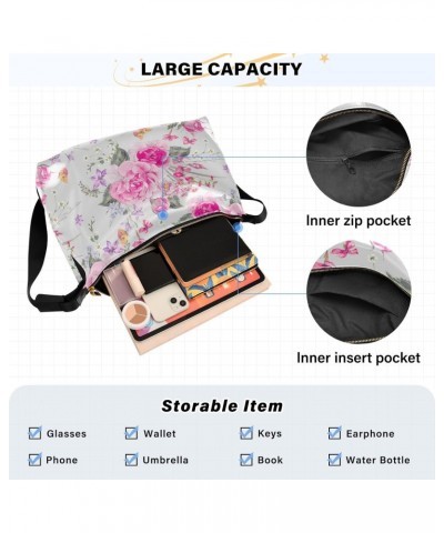 Watercolor Roses Butterflies Hobo Bags for Women Handbag Shoulder Bag Purses Leather Crossbody Bag for Gifts Work Travel $13....