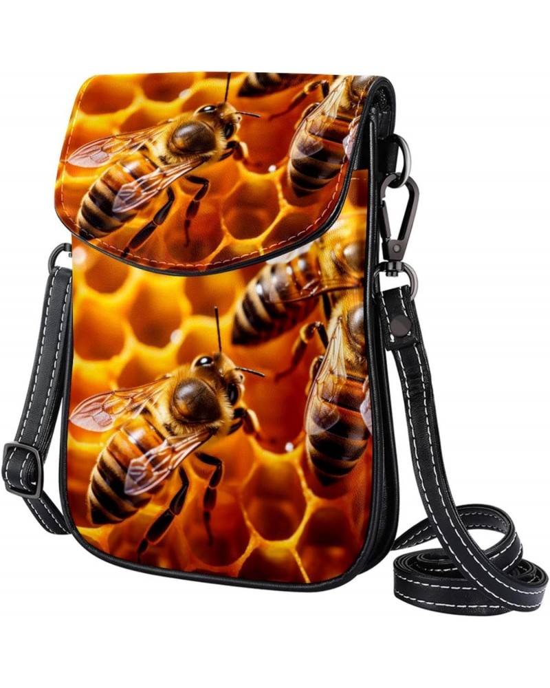 Crossbody Bags for Women,Crossbody Bag Men,Small Sling Bag,Animal Bees on Honey Comb,Crossbody Purse $11.39 Crossbody Bags