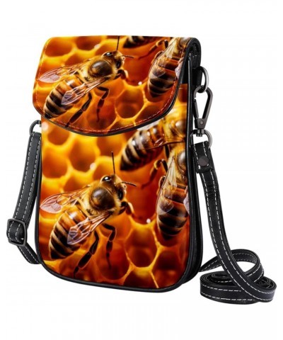 Crossbody Bags for Women,Crossbody Bag Men,Small Sling Bag,Animal Bees on Honey Comb,Crossbody Purse $11.39 Crossbody Bags