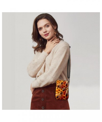 Crossbody Bags for Women,Crossbody Bag Men,Small Sling Bag,Animal Bees on Honey Comb,Crossbody Purse $11.39 Crossbody Bags