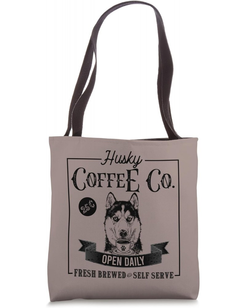 Retro Siberian Husky Coffee Funny Dog Mom Coffee Lover Tote Bag $14.99 Totes