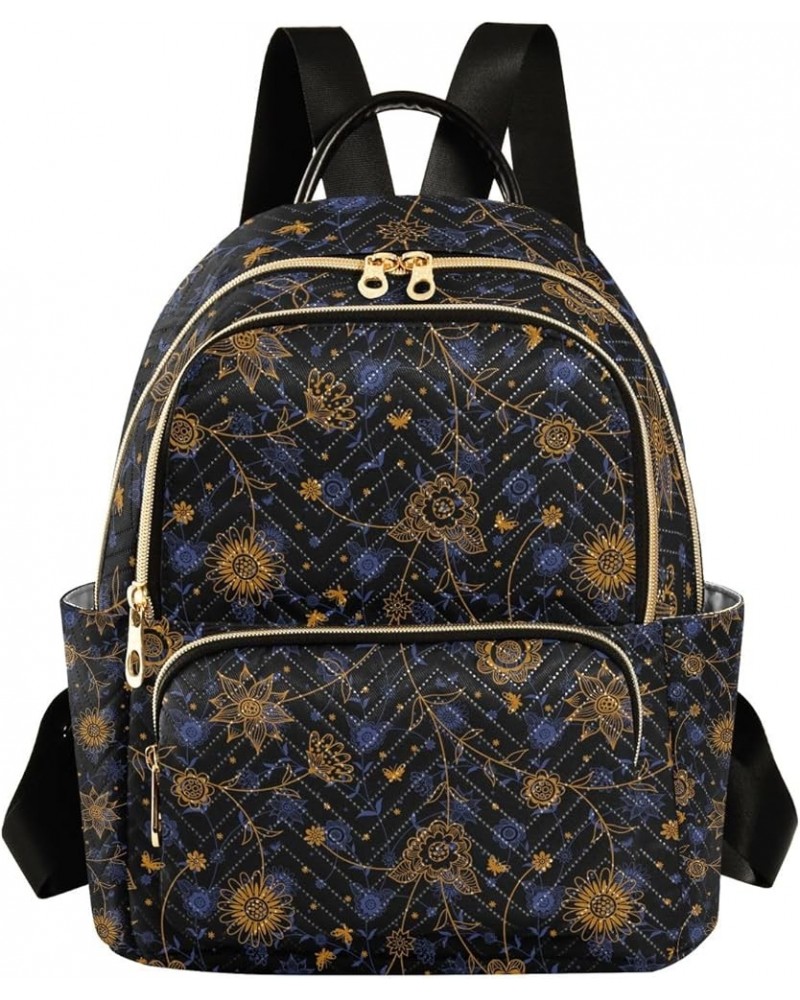 Blue White Floral Leaf Backpack Purse Women Quilted Anti Theft Travel Backpack Ornate Floral Texture Medium $23.00 Backpacks