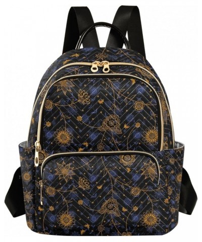 Blue White Floral Leaf Backpack Purse Women Quilted Anti Theft Travel Backpack Ornate Floral Texture Medium $23.00 Backpacks