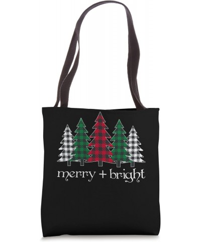 merry and bright red buffalo plaid trees Tote Bag $10.29 Totes