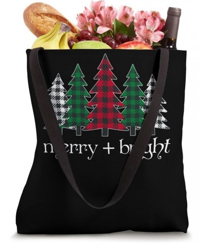 merry and bright red buffalo plaid trees Tote Bag $10.29 Totes