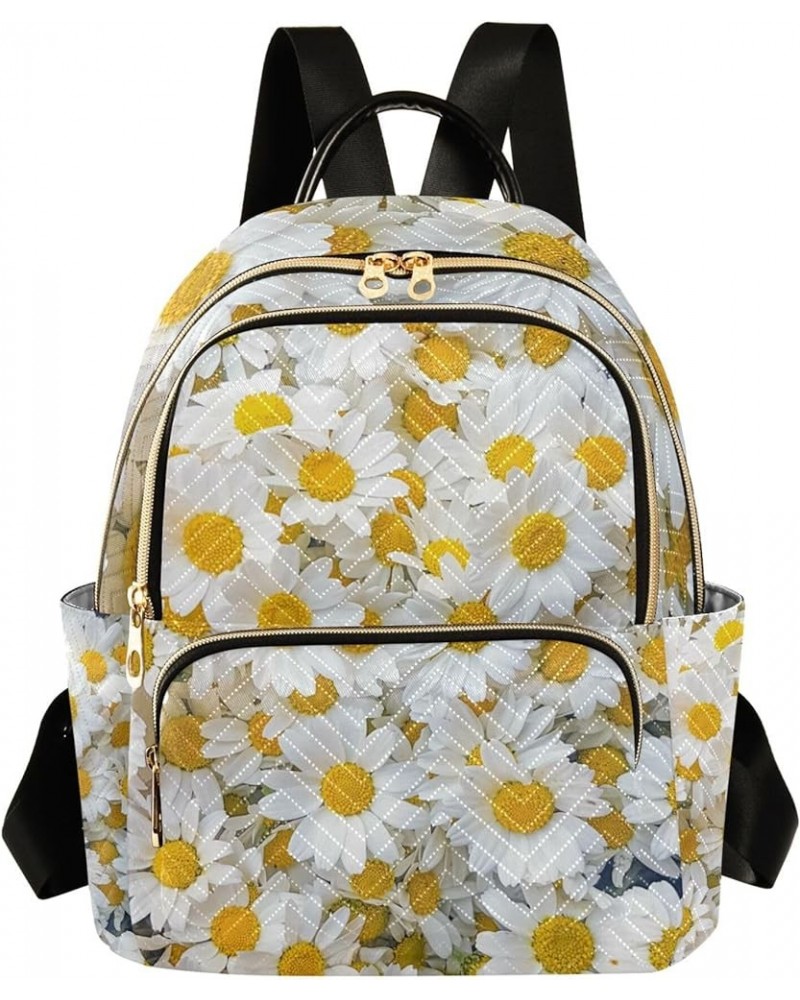 White Daisy Flowers Backpack Purse for Women Anti Theft Backpack Small Travel Backpack Shoulder Bag Small(11.41'' x 6.1'' x 1...