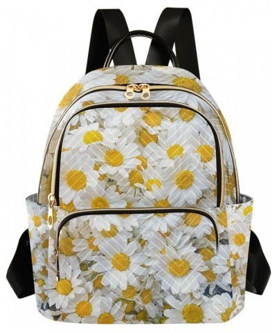 White Daisy Flowers Backpack Purse for Women Anti Theft Backpack Small Travel Backpack Shoulder Bag Small(11.41'' x 6.1'' x 1...