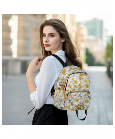 White Daisy Flowers Backpack Purse for Women Anti Theft Backpack Small Travel Backpack Shoulder Bag Small(11.41'' x 6.1'' x 1...