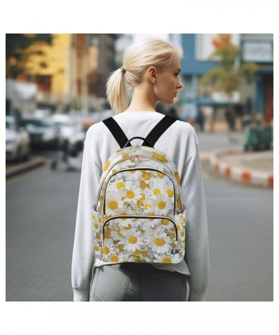 White Daisy Flowers Backpack Purse for Women Anti Theft Backpack Small Travel Backpack Shoulder Bag Small(11.41'' x 6.1'' x 1...