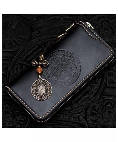 Retro Classic! Jiugong Wallet! Handmade Men's Long Zipper Bag Cowhide Clip Vintage Leather Clutch Bag (Color : A1pcs) B1pcs $...