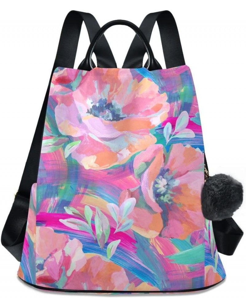 Backpack Purse for Women Fashion Travel Anti-theft Colorful Poppy Flower Tie Dye Daypack Casual Shoulder Bag Medium Size $24....