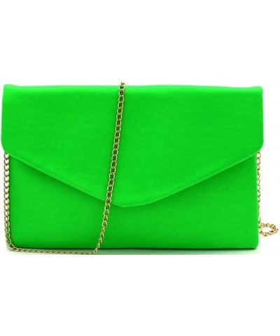 Snake Print Leather Envelope Clutch Purse with Crossbody Chain Strap Matte Leather - Neon-green $17.82 Clutches