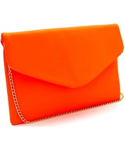 Snake Print Leather Envelope Clutch Purse with Crossbody Chain Strap Matte Leather - Neon-green $17.82 Clutches