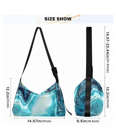 Women Boho Bag Blue Ocean Marble Shoulder Bag PU Leather Pouch Crossbody Bag Large Tote Handbag For Quick Getaway Weekend Hol...