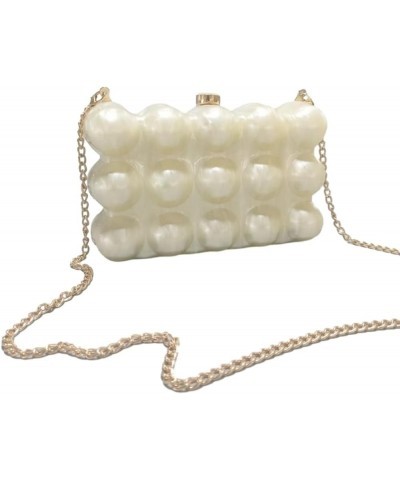 Acrylic Evening Clutch Bag for Women Shell Shape Shoulder Crossbody Bag Glitter Marble Purse Handbag D-ivory $19.24 Evening Bags