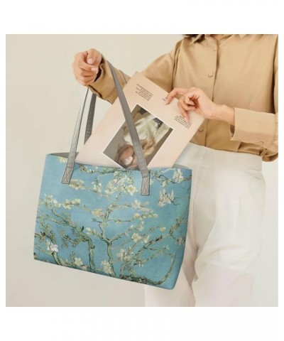 Women's Van Gogh Art 3D Print PU Leather Large Shoulder Bag Satchel Handbags Tote Bags Vase With Irises $19.27 Totes