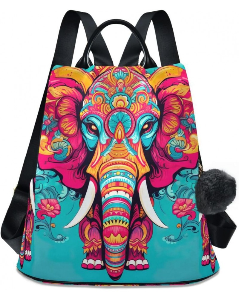 Elephant Bohoo Colorful Womens Backpack Purse Handbag Anti Theft Ladies Shoulder Bags Travel Backpack for Women Ladies Work T...