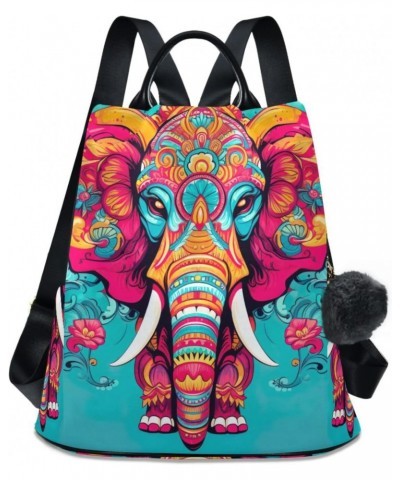 Elephant Bohoo Colorful Womens Backpack Purse Handbag Anti Theft Ladies Shoulder Bags Travel Backpack for Women Ladies Work T...