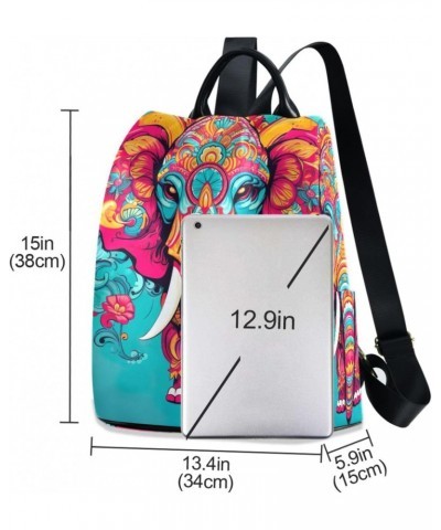 Elephant Bohoo Colorful Womens Backpack Purse Handbag Anti Theft Ladies Shoulder Bags Travel Backpack for Women Ladies Work T...