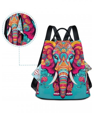 Elephant Bohoo Colorful Womens Backpack Purse Handbag Anti Theft Ladies Shoulder Bags Travel Backpack for Women Ladies Work T...