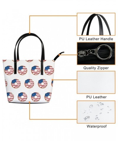 Shoulder Bag Tote Bags for Women Doughnut American Flag Leather Shopper Work Handbags Large Casual Bag $25.37 Totes