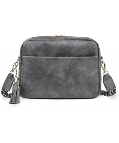 Leather Crossbody Bag for Women Triple Zip Small Handbag Mobile Phone Pouch Bag Grey $20.55 Totes