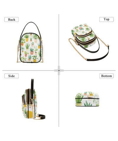 Cartoon Plant Women's Crossbody Handbags with Zipper, Casual Leather Cell Phone Purse Crossbody Bags for Ladies $11.70 Crossb...