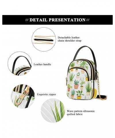 Cartoon Plant Women's Crossbody Handbags with Zipper, Casual Leather Cell Phone Purse Crossbody Bags for Ladies $11.70 Crossb...