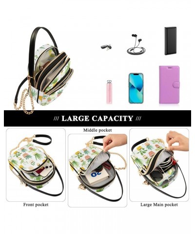 Cartoon Plant Women's Crossbody Handbags with Zipper, Casual Leather Cell Phone Purse Crossbody Bags for Ladies $11.70 Crossb...