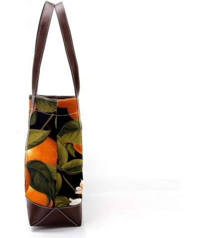 Orange Stylish Hand-held Canvas Leather Mix Bag - 13.3x4.7x12.2 in - Fashionable Tote Purse for Women $27.83 Totes