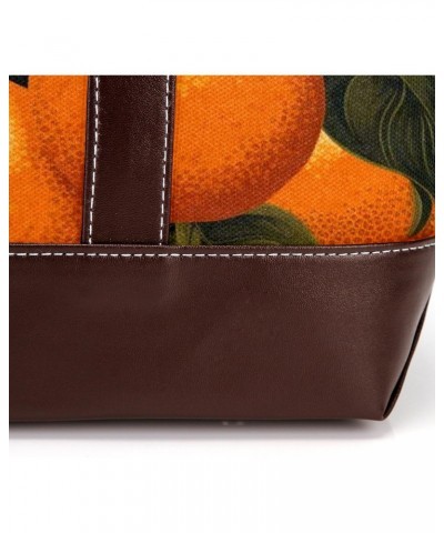 Orange Stylish Hand-held Canvas Leather Mix Bag - 13.3x4.7x12.2 in - Fashionable Tote Purse for Women $27.83 Totes