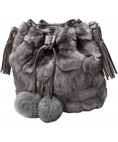 fluffy crossbody bag pom Crossbody Bag crossbody bucket purse plush Bucket Bag soft Pompon Tote womens backpack purse small b...