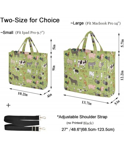 Womens Farm Animals Pattern Pigs Cow Horse Satchel Tote Crossbody Bag for Weekender Travel Beach Gym Multi05 $12.65 Totes