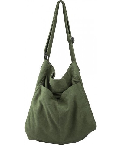 Canvas Hobo Crossbody Shoulder Tote Bag for Women and Men W/Multi-pocket Casual Purse Messenger Bags Travel Work Green $16.17...