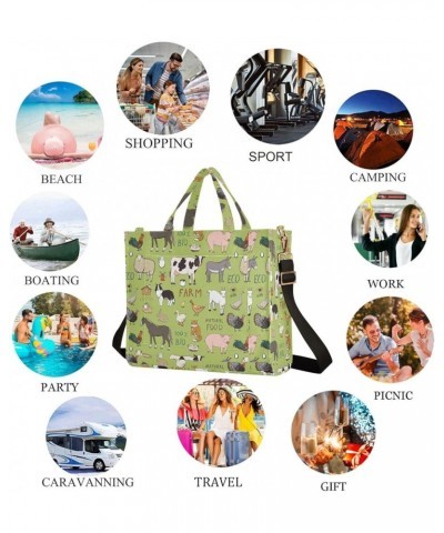 Womens Farm Animals Pattern Pigs Cow Horse Satchel Tote Crossbody Bag for Weekender Travel Beach Gym Multi05 $12.65 Totes