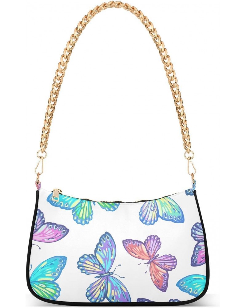 Colorful Butterfly Shoulder Bag for Women Small Purse Clutch Shoulder Purse Handbag Cute Purse with Chain Strap for Mum $12.6...