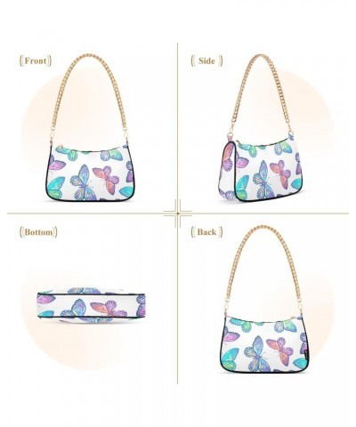 Colorful Butterfly Shoulder Bag for Women Small Purse Clutch Shoulder Purse Handbag Cute Purse with Chain Strap for Mum $12.6...