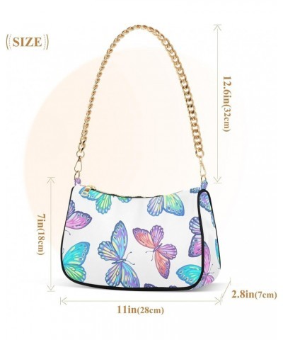 Colorful Butterfly Shoulder Bag for Women Small Purse Clutch Shoulder Purse Handbag Cute Purse with Chain Strap for Mum $12.6...