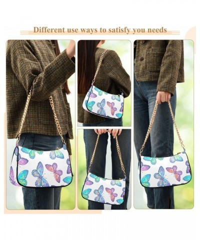 Colorful Butterfly Shoulder Bag for Women Small Purse Clutch Shoulder Purse Handbag Cute Purse with Chain Strap for Mum $12.6...