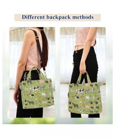 Womens Farm Animals Pattern Pigs Cow Horse Satchel Tote Crossbody Bag for Weekender Travel Beach Gym Multi05 $12.65 Totes