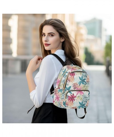 Botanical Colorful Leaves Fashion Backpack Purse for Women, Casual Daypacks, Ladies Gift for Traveling Hiking Multicolor Medi...