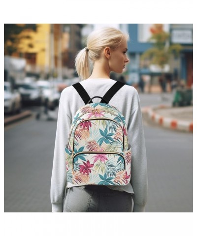 Botanical Colorful Leaves Fashion Backpack Purse for Women, Casual Daypacks, Ladies Gift for Traveling Hiking Multicolor Medi...