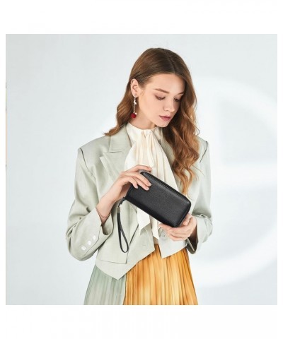 Leather Wallets for Women RFID Blocking Double Zip Around Credit Card Holder Purse, Large Capacity Black $15.63 Wallets