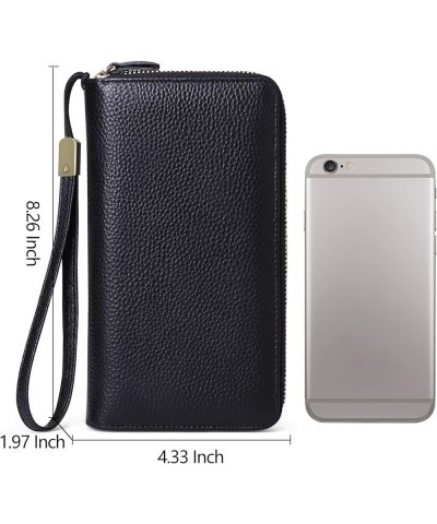 Leather Wallets for Women RFID Blocking Double Zip Around Credit Card Holder Purse, Large Capacity Black $15.63 Wallets