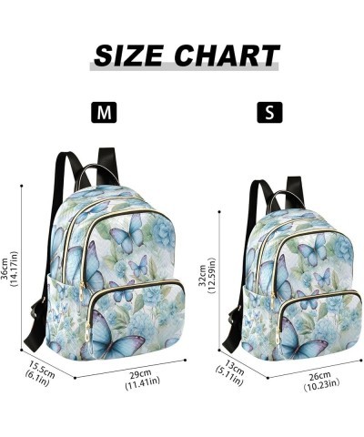 Blue Butterfly Blossom Leaf Women Backpack Purse Ladies Fashion Shoulder Bag Daypack Travel Bag 7.5L Small $12.40 Backpacks