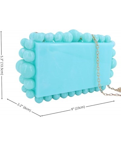 Women Acrylic Evening Clutch Shoulder Bag Marble Square Box Bead Purses for Wedding Party Light Green $25.08 Evening Bags